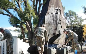 U.S. Soldiers, JGSDF Members Work Together to Beautify Historic Monument on Camp Zama