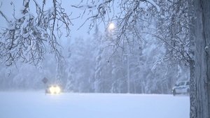 B-roll: Snowfall at Eielson Air Force Base