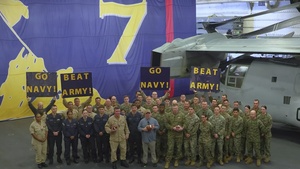 Sailors and Marines Cheer on Midshipmen with SECNAV