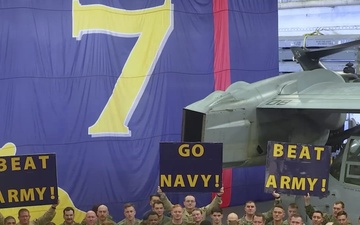 Sailors and Marines Cheer on Midshipmen with SECNAV