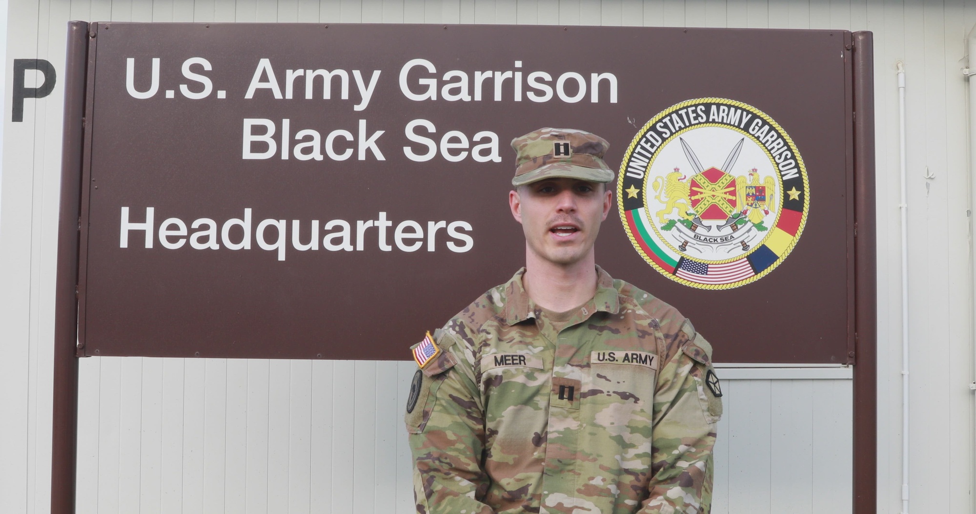 U.S. Army Cpt. Robert Meer, assigned to U.S. Army Garrison Black Sea Mihail Kogălniceanu Air Base, Romania, wishes his friends and family a Merry Christmas and a Happy New Year.