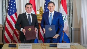 Secretary Rubio participates in a Status of Forces Agreement signing ceremony with Paraguayan Foreign Minister Rubén Ramírez Lezcano