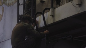22nd MEU(SOC) | MSPF Conducts Hook and Climbing Training Aboard the USS Iwo Jima