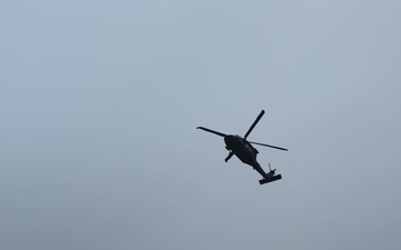 UH-60 Black Hawk lands at Fire Department in Conway Washington During Flood