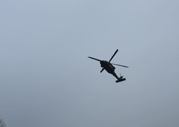 UH-60 Black Hawk lands at Fire Department in Conway Washington During Flood