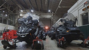 U.S. Marines with 4th Law Enforcement Battalion load and offload snowmobiles and equipment aboard a C-130 aircraft during a Toys for Tots delivery operation in Kotzebue, Alaska, Dec. 4, 2025.