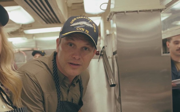 SW Pete Hegseth, Wife Jennifer serve Thanksgiving meals aboard USS Winston S. Churchill