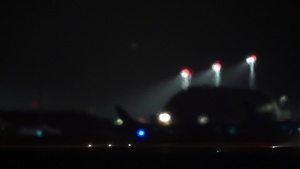 B-roll: F-16 Fighting Falcon aircraft assigned to the 480th Fighter Squadron fly in nighttime conditions to strengthen readiness