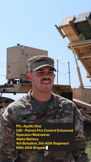 Pfc. Diaz explains the Patriot Fire Control Enhancement Operator/Maintainer Role