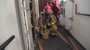 USCGC Polar Star (WAGB 10) conduct damage control drills during Operation Deep Freeze 2026