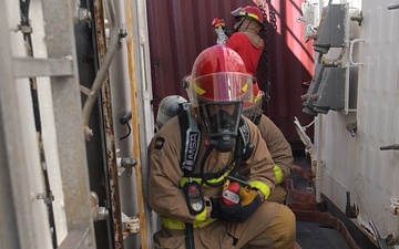USCGC Polar Star (WAGB 10) conduct damage control drills during Operation Deep Freeze 2026