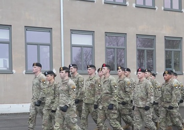 B-roll of 101st Airborne Division Soldiers participate in the NUTS Parade During Bastogne 81