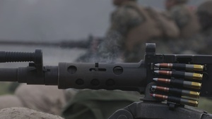 U.S. Marines conduct live fire qualification with the M2A1 .50-caliber heavy machine gun (B-Roll)