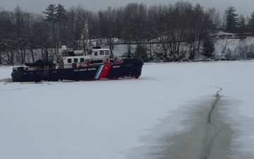 Coast Guard Cutters Bridle and Tackle break ice on Penobscot Bay