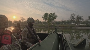 U.S. Army soldiers operate M30 Bridge Erection Boats in the Rio Grande (B-Roll)