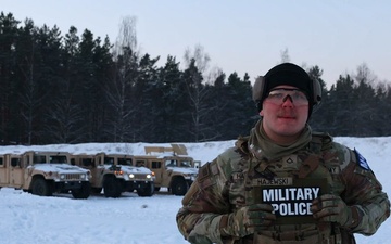 Pfc. Jack Hajewski highlights readiness during military police weapons training in Latvia