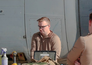 386th AEW Aircraft Metals Specialists Perform Maintenance on a C-130