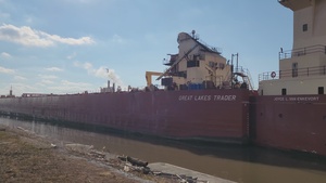 B-Roll: Great Lakes Trader Unloads Sand at Buffalo Dock