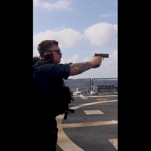 Frank E. Petersen Jr. conducts pistol qualification
