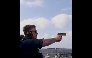 Frank E. Petersen Jr. conducts pistol qualification