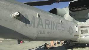 B-Roll: U.S. Marines with HMLA 167, MAG-29 execute live-fire support during SLTE