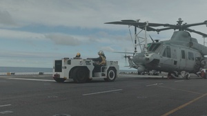11th MEU Marines, Sailors Conduct Flight Deck Operations Aboard USS Boxer