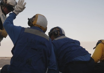 B-Roll: 11th MEU Marines, Sailors Conduct Flight Deck Operations Aboard USS Comstock