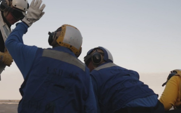 B-Roll: 11th MEU Marines, Sailors Conduct Flight Deck Operations Aboard USS Comstock