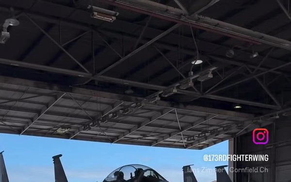 Kingsley Field Crew Chief Taxis an F-15