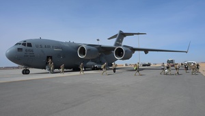 Airmen arrive at an undisclosed location within CENTCOM AOR