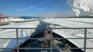 The Coast Guard Cutter Penobscot Bay, responded breaking out the turning basin in Albany for the Negmar Cicek.