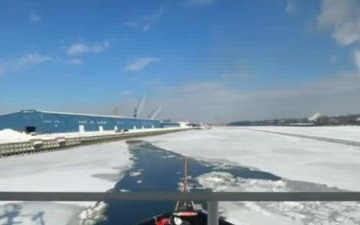 The Coast Guard Cutter Penobscot Bay, responded breaking out the turning basin in Albany for the Negmar Cicek.