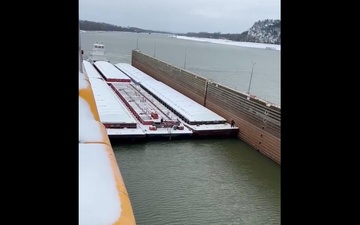 The motor vessel JoBeth Janoush locks through Dardanelle Lock and Dam (No. 10)