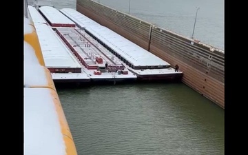 The motor vessel JoBeth Janoush locks through Dardanelle Lock and Dam (No. 10)