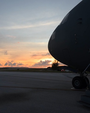 Airmen from the 14th Airlift Squadron conduct a nighttime dissimilar formation flight during Exercise Palmetto Reach