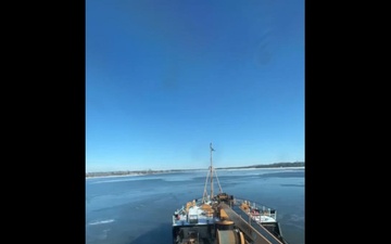 Coast Guard cutter conducts icebreaking operations on the Delaware River