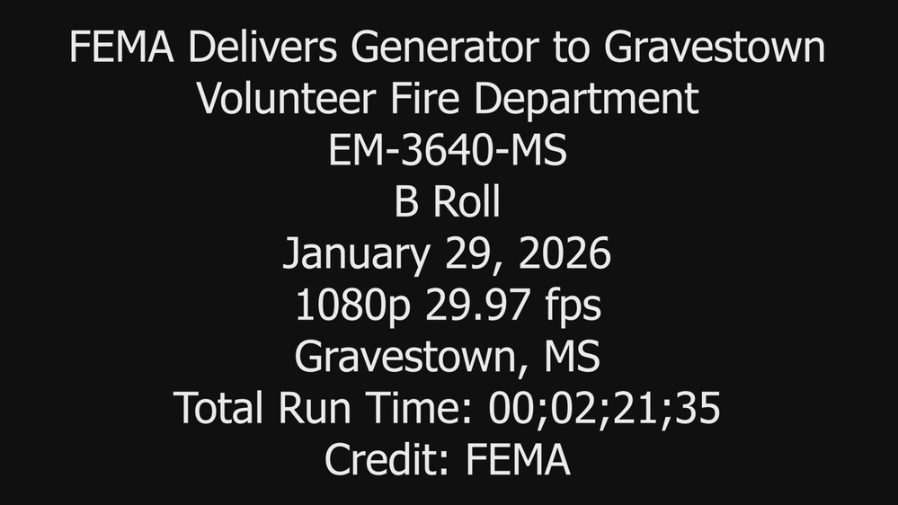 DVIDS - Video - FEMA Delivers Generator to Gravestown Volunteer Fire ...