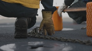 B-Roll: 11th MEU Marines, Sailors Conduct Flight Deck Operations Aboard USS Comstock