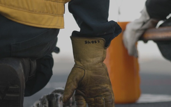B-Roll: 11th MEU Marines, Sailors Conduct Flight Deck Operations Aboard USS Comstock