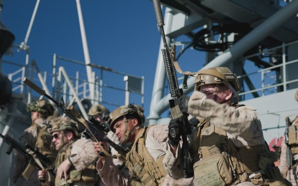 B-Roll: 11th MEU Marines Conduct Weapon Handling Sustainment Training Aboard USS Comstock