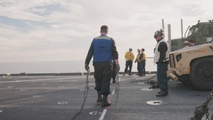 B-Roll: 11th MEU Marines, Sailors Conduct Flight Deck Operations Aboard USS Comstock