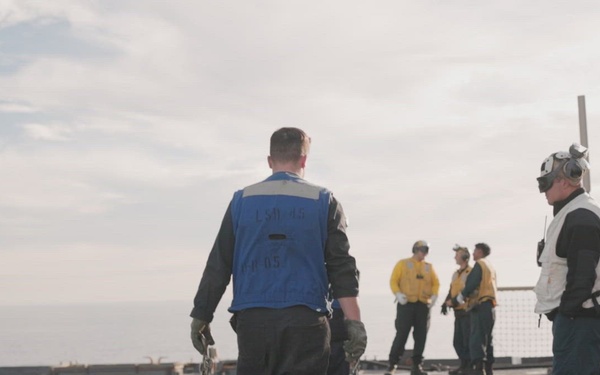 B-Roll: 11th MEU Marines, Sailors Conduct Flight Deck Operations Aboard USS Comstock