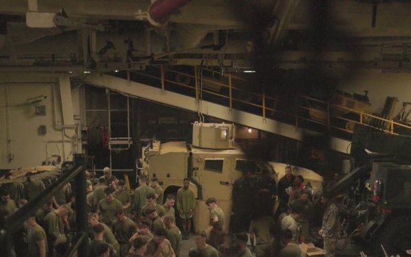 11th MEU Marines Load Ammo Crates Aboard USS Boxer