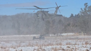 120th Field Artillery Soldiers conduct winter sling-load ops with Black Hawk, Chinook helicopters, Part 6