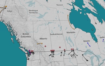 DoW CTIP Map of Human Trafficking Routes Across U.S. Northern Border