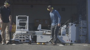 B-Roll: 11th MEU Marines, Sailors and Contractors Conduct V-BAT Flight Aboard USS Portland