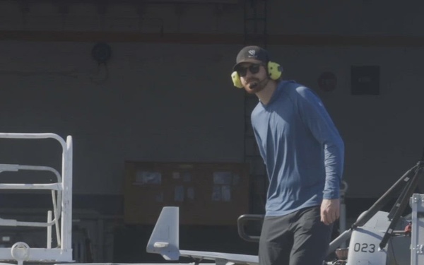 B-Roll: 11th MEU Marines, Sailors and Contractors Conduct V-BAT Flight Aboard USS Portland