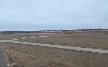 Tinker Air Traffic Control Tower timelapse during snow storm