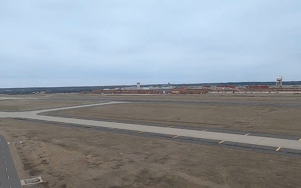 Tinker Air Traffic Control Tower timelapse during snow storm