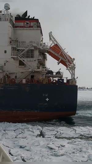 Coast Guard Cutter Neah Bay assists freighter on the Great Lakes